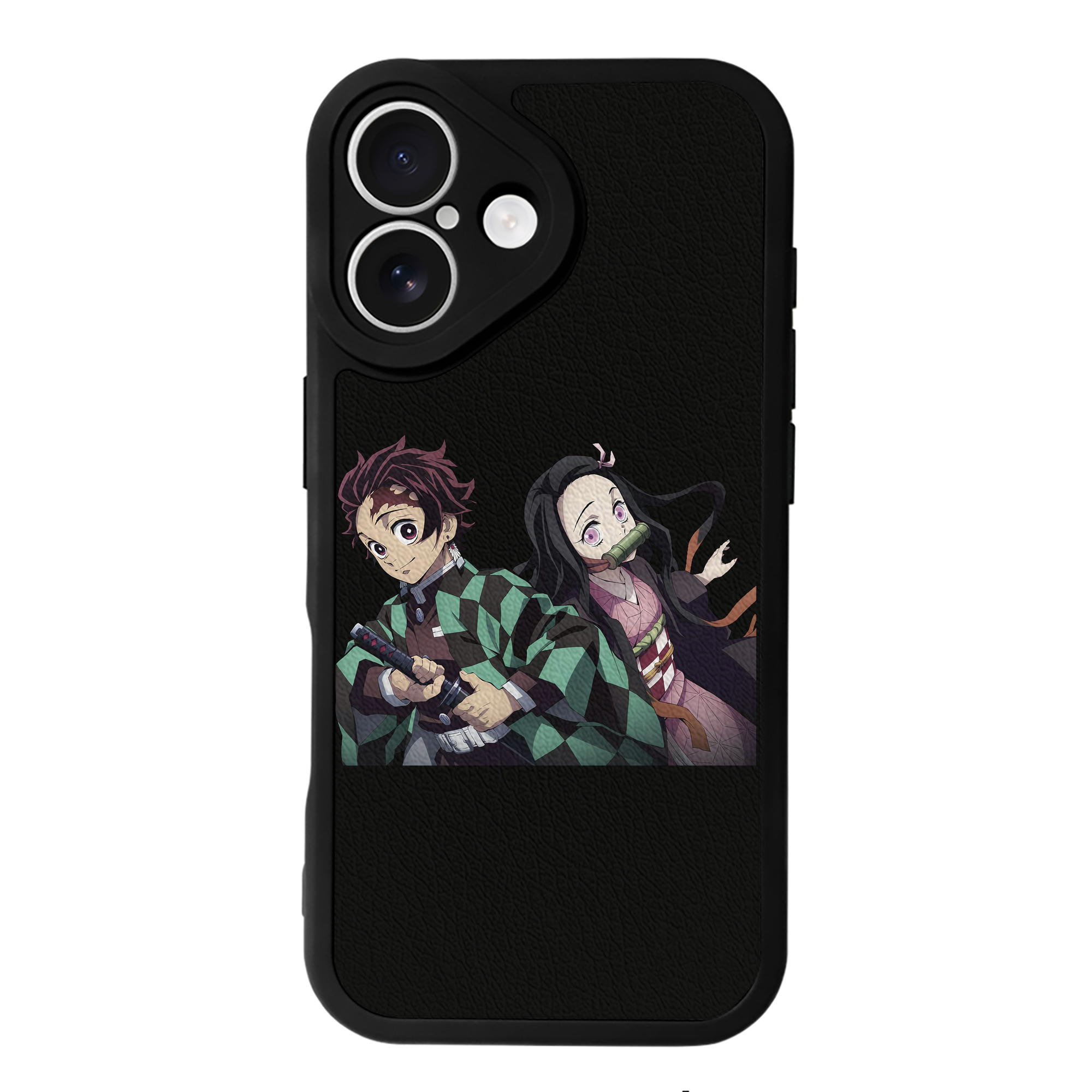 （画像用） 鬼滅の刃（きめつのやいば）竈門 禰󠄀豆子／かまど ねずこ Kamado Nezuko 【iPhone 16シリーズ対応】シリコンスマホケース（レザー調） 材質：シリコン